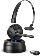 Bluetooth Headset, Wireless Headphone with Microphone for Computer, On Ear Bluetooth with USB Dongle for Office Call Center Skype Zoom Meeting Online Class (Dark Gray)