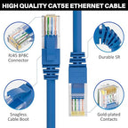 Cat5e Ethernet Cable 100 FT, Cat 5e Internet Cable, Blue Snagless Patch Cord, Flexible, Network, LAN, PoE, Standard RJ45 Connector for PC, Server, Router, Modem, TV, PS5 - with 15 Cable Ties