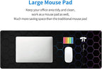 Hexagon Honeycomb Large Mouse Pad,Gaming Keyboard Desk Pad,Extended Mouse Mat Non-Slip Rubber Base with Stitched Edges for Office Game Home XL 31.5"x11.8"