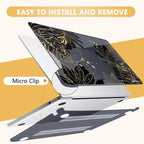 Compatible with MacBook Air 13.6 inch Case, M4 A3240/M3 A3113/M2 A2681 (Released 2025 to 2022), Hard Shell, Keyboard Cover, Screen Protector, Webcam Cover & Type-C Adapter, Gold Tropical Leaf