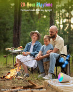 Portable Bluetooth Speaker Wireless with 9 Color Lights, 20H Playtime, Stereo Pairing, Deep Bass, IPX6 Waterproof, Bluetooth 5.3, Small Speaker for Home, Party, Outdoor, Camping, Beach, Gift