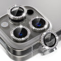 Choiche Compatible for iPhone 16 Pro/iPhone 16 Pro Max Camera Lens Protector Bling, 9H Tempered Glass Camera Cover Screen Protector Metal Ring Decoration Accessories (Diamond-Titanium Natural)