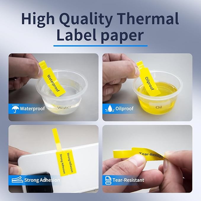 100 Pcs Cable Labels - Waterproof Wire Cord Label, Tear Resistant Wire Labels, Self Adhesive Cord Organizing Label, for Cable Management, Compatible with PUQU AQ20 Label Makers(White) 38x60mm