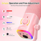 MAONO Dynamic Gaming Microphone: USB XLR Dynamic Computer Microphone with Software-RGB PC Mic for Gamer-Podcast Mic for Streaming Recording Studio YouTube Content Creation Online Chat PD100X (Pink)