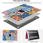 for MacBook Pro 13 inch Case 2022 2021-2016 Release A2338 M2/M1 A2251 A2289 A2159 A1989 A1706 Touch Bar, Pattern Plastic Hard Shell & Keyboard Cover & Screen Film, Colorful Flowers Black