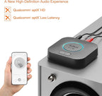 1Mii B06S Bluetooth 5.2 Receiver for Music Streaming System, Hi-Fi Wireless Audio Adapter for Stereo Receiver w/aptX HD aptX Low Latency, Bluetooth Receiver w/Volume Control RCA/3.5mm Outputs