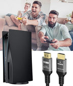 10K 8K 4K HDMI Cable 48Gbps 8 FT, Certified Ultra High Speed HDMI® Cable 4K 240Hz 144Hz 120Hz 8K60Hz 0.01ms HDR10+ eARC HDCP2.3 Netflix Roku TV PC Monitor Projector PS5 X-Box