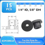 15 Pcs 5/8" Drill Hole, 1/4" ID Silicone Rubber Grommets for Wiring, Automotive Firewall Hole Plug, Small Top Hat Metal Wall Drywall Grommets for Vinyl Tubing in Hydroponic Irrigation System