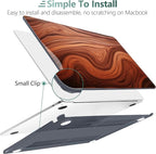 TWOLSKOO Compatible with M4 MacBook Air 13.6 inch Case 2025-2022 Release M4 A3240 M3 A3113 M2 A2681, Plastic Hard Shell & Keyboard Cover & Type C Adapter & Screen Protector, Wood Grain