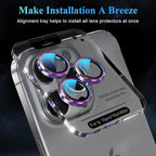 YWXTW Camera Lens Protector for iPhone 16 Pro/iPhone 16 Pro Max, [1 Step Installation Tray] Tempered Glass Screen Protector Metal Individual Camera Cover Accessories Case Friendly (Multi-Coloured)