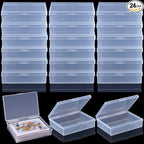 24 Pack Playing Card Case, Clear Playing Cards Deck Boxes, Empty Deck Cases, Plastic Storage Box Deck Holder with Snaps Closed for Gaming Business Card, 3.74 x 2.7 x 0.9 inch (NO Cards)