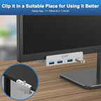 USB HUB3.0,Clamp USB HUB,Aluminum 4-Port USB Adapter with Extra Power Supply Port and 2pcs Long Cable(59inches Data & 39inches Power Cables) for iMac,Laptop,MacBook Pro,Dell,Xbox,HDD/U Disk etc
