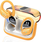 Wireless Earbuds 75hrs Bluetooth 5.4 Headphone Sport, 2025 Bluetooth Earbuds Stereo Deep Bass Over Ear Bud with Earhooks, ENC Noise Cancelling Mic, IPX7 Waterproof Earphone, Yellow