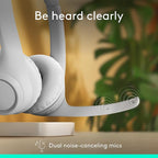 Logitech Zone 300 Wireless Bluetooth Headset with Noise-Canceling Microphone, Compatible with Windows, Mac, Chrome, Linux, iOS, iPadOS, Android – Off-White