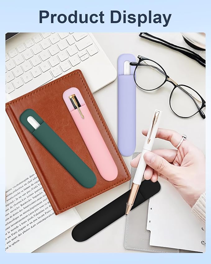 eZAKKA Silicone Pencil Holder For Most Pens,Pencils, 7.8 inch Self-Adhesive Stick To Notebooks,Diary, Desks,Tablet, Pink, 1 Pack
