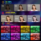 Hagibis RGB Camera Light,360°Full Color Portable Video Light LED Photo Light w Cold Shoe,2200mAh Rechargeable CRI97+,20Effects Lighting for Photography/Advertising Poster/Short Film (RGB-Black)