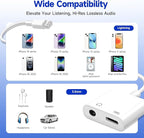 [Apple MFi Certified] 2-in-1 Charging & Audio Adapter for iPhone, Lightning to 3.5mm Headphone Jack Dongle Splitter, Supports Hi-Res Lossless Sound, Compatible with iPhone 14/13/12/11/XS/XR/8/7 3Pack