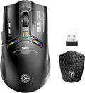 TENMOS M530 Wireless Gaming Mouse, 2.4G/Bluetooth/USB C Wired Rechargeable Mouse, 12000 DPI, RGB, 6 Programmable Buttons, Honeycomb Magnetic Cover, with Receiver Extender for Laptop/PC/Mac, Black