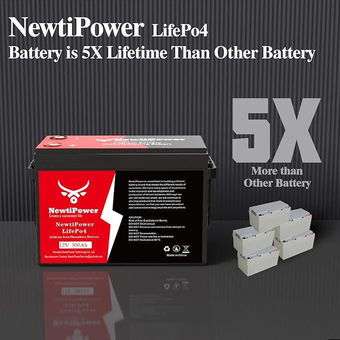12V 300Ah Golf Cart Lithium LiFePO4 Battery with 200A BMS Grade A Cells Deep Cycle Rechargeable Battery,10000+ Cycles,Perfect for Golf Cart,Off Grid Applications (12.8V 300Ah-BLU)