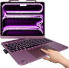 typecase Touch Case with Keyboard for iPad Pro 13-inch(M4, 2024), iPad Air 13-inch(M3, 2025/M2, 2024) & iPad Pro 12.9(6th/5th/4th/3rd Gen), Trackpad, 360° Rotatable, 11-Colors Backlit, Soft Purple