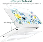 TWOLSKOO Compatible with M4 MacBook Air 13.6 inch Case 2025-2022 Release M4 A3240 M3 A3113 M2 A2681, Plastic Hard Shell & Keyboard Cover & Type C Adapter & Screen Protector, Blue Flowers