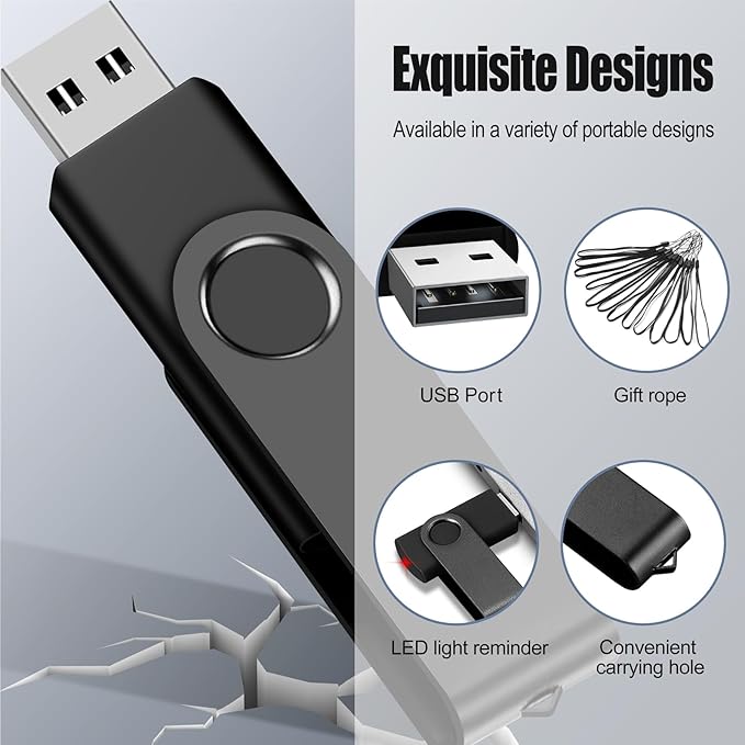 EASTBULL USB Flash Drive Bulk 8GB 200 Pack with Lanyards USB 2.0 Thumb Drive Bulk Memory Stick Swivel Pen Drive for Storage and Backup 8GB 200 Pack