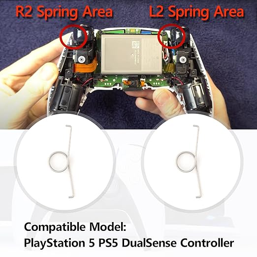 4Pcs for PS5 L2 R2 Trigger Button Springs for Sony PlayStation 5 PS5 Metal Trigger Keys Springs Controller Assembly Replacement with Screwdriver Tools