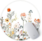 ITNRSIIET Round Mouse Pad with Stitched Edge Premium-Textured Waterproof Non-Slip Rubber Base Desktop Protection Mat Diameter 8.7 inches, Wildflowers