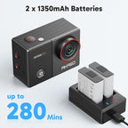 AKASO EK7000 Pro 4K30fps Action Camera with Touch Screen EIS 131ft Waterproof Underwater Camera Remote Control 5X Zoom with Helmet Accessories Kit (with 128GB MicroSD Card)