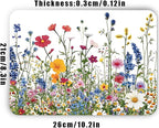 Colorful Floral Mouse Pad – Non-Slip, Washable, Waterproof with Stitched Edges, 10.2×8.3×0.12″ | Bright Desk Decor for Women, Teens & Students