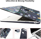 for M1 MacBook Air 13 Inch Case 2021 2020 2019 2018 Release M1 A2337 A2179 A1932 Cover with Retina Display & Touch ID, Printed Pattern Plastic Hard Shell Case, Meadow Wildflower Black