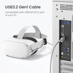 KIWI design 20FT Link Cable Compatible with Oculus/Meta Quest 3S Accessories, and Quest 3/2/Pro/Pico 4, USB3.0 Link Cable with 5Gbps Super Speed