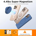 Magnetic Phone Ring Grip Holder, Silicone Finger Loop Grip, Compatible with MasSafe, Back of Phone for iPhone Pro Max/Plus/16/15/15/14/13/12 Series, Azure Blue
