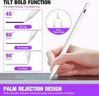 2Pack Stylus Pencil for iPad A16/11th Gen(2018-2025),Fast Charging Pen with Palm Rejection&Tilt Sensitivity Compatible with iPad 6/7/8/9/10/11,iPad-Pro 11"/12.9"/ M4, iPad-Air 3/4/5/M2/M3,Mini 5/6/7