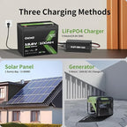 OKMO 12V 100Ah LiFePO4 Battery,Group 24 Lithium Battery 100A BMS，10 Years Lifetime 15000+ Deep Cycles,for Marine, RV, Trolling Motor, Boat, Camper, Solar Home Storage Iron Phosphate Battery