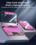 SIEBITU Clear Wireless Keyboard Case for iPad Air 11-inch (M3 2025/M2 2024) & iPad Pro 11-inch 4th 3rd 2nd 1st Gen, 7-Color Backlit with Multi-Touch Trackpad for 10.9" iPad Air 4th/5th Gen, Pink