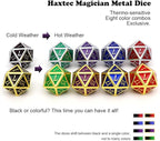 Haxtec Color Shifting Metal DND Dice Set Temperature Sensitive Polyhedral D&D Dices Compatible with Dungeons and Dragons RPG-Silver Black Green Shift
