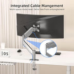 Suptek Ultrawide Monitor Arm Mount for 17 to 49 Inch Heavy Duty Curved Screen,Holds 46.2 lbs,Adjustable Gas Spring Monitor Arm Desk Mount Stand,75/100 Vesa Mount,Silver(MD71LS)