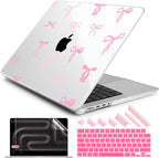 DONGKE for M4 MacBook Pro 16 Inch Case 2024 2023 2021 A3403 A3186 M3 A2991 M2 A2780 M1 A2485 Pro/Max Chip, Plastic Hard Shell Case & Keyboard Cover for Mac Pro 16 with Touch ID, Pink Bows