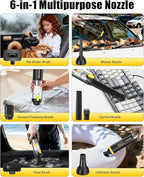 SEEDUSTRY Handheld Vacuum Cleaner Cordless, Mini Car Vacuum/Portable Pet Grooming Vacuum Cleaner, 3 Suction Modes-Up to 18000pa, 6 Blow & Suck & Deflate & Inflate Nozzles for Car, Pet, Office, Home