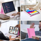 MMK iPad A16 Case (2025, 11"), iPad 10th Generation Case with Keyboard (2022, 10.9"), Wireless Detachable Keyboard, Pencil Holder-Watermelon Red
