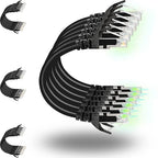 Rapink Patch Cables Cat6 5ft (24 Pack), Ethernet Patch Cable 10G Support, Cat 6 Patch Cable for Patch Panel to Switch, Flexiable Cat 6 Ethernet Cable with Gold Plated Black