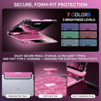 Transparent Case with Keyboard for 2024 iPad Pro 13 inch (M4), iPad Pro 13,7-Color Backlit,Magic Wireless Keyboard, 360°Rotating,Multi-Touch trackpad,Pencil Holder,with Shortcuts,Pink