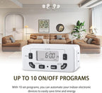7 Day Programmable Digital Timer Outlet, Indoor Timer with Single Plug-in, Digital Light Timers for Lamp, Fan, Aquarium, 15A 1/2HP, 1 Pack