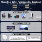 Active HDMI to DisplayPort Cable 6FT, 4K 60Hz 1080p 120Hz, Unidirectional HDMI Source to DP Monitor Display Port Cable Compatible for PC, Laptop, Computer, NVIDIA, AMD, PS5/4, Xbox