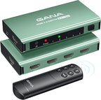 HDMI Switch 5 in 1 Out 4K@60Hz, GANA HDMI Splitter Switcher with Remote, Aluminum HDMI 2.0 Switch Box Hub for 3D, HDCP2.2, HDR, Compatible with Xbox, PS5/4/3,Fire Stick,Roku,Blu-Ray Player, Mint Green