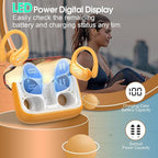 Wireless Earbuds 75hrs Bluetooth 5.4 Headphone Sport, 2025 Bluetooth Earbuds Stereo Deep Bass Over Ear Bud with Earhooks, ENC Noise Cancelling Mic, IPX7 Waterproof Earphone, Yellow