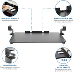 Mount-It! Under-Desk Keyboard Tray, Slide-Out Clamp-On Keyboard and Mouse Drawer, 26.4" W x 11.8" D Ergonomic Retractable Platform for Typing, No-Drill Installation, Black