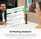Insta360 Wave - AI Speakerphone, Bluetooth, Voice Recorder, 8 Noise-Canceling Mics w/Beamforming, AI Transcript & Summary, Support 99 Languages, 32GB Storage, Meetings, Podcasts, Livestreams