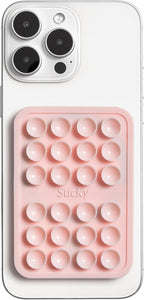 SUCKY Magnetic Suction Cell Phone Grip for MagSafe Case, Silicone Octo Cup Buddy Holder, Hands-Free Removable Mount, Durable Magnet Phone Accessory for iPhone and Android - Chalk Pink